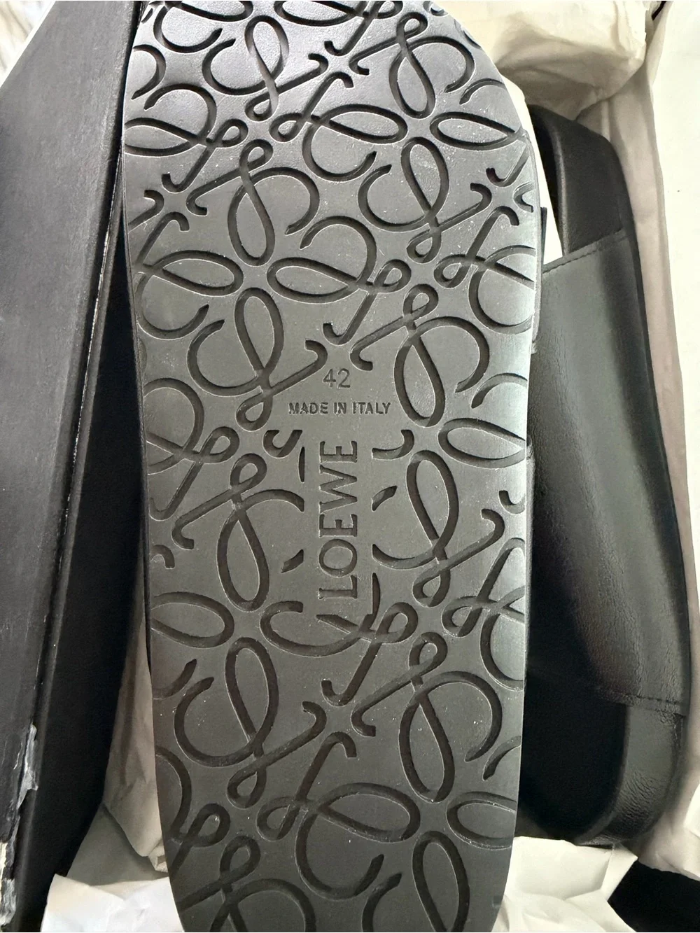Mens Black Slide Sandal with Decorative Buckles